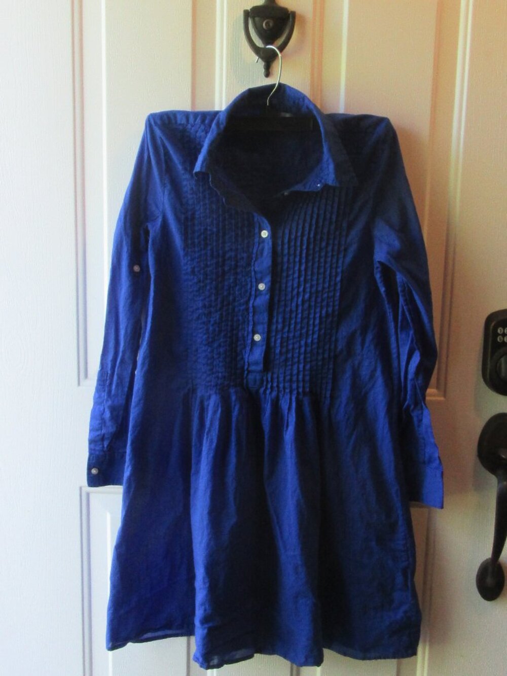 Beautiful deep royal blue GAP XS long sleeve cotton mini dress